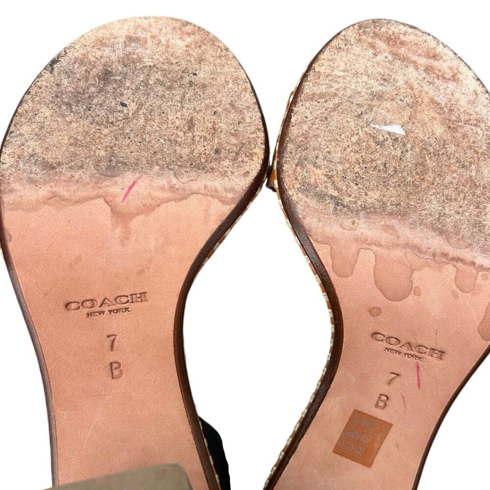 Coach Dexton Block Heel Sandals Size 7B Brown Leather Snake Print Ankle Strap - Picture 8 of 9